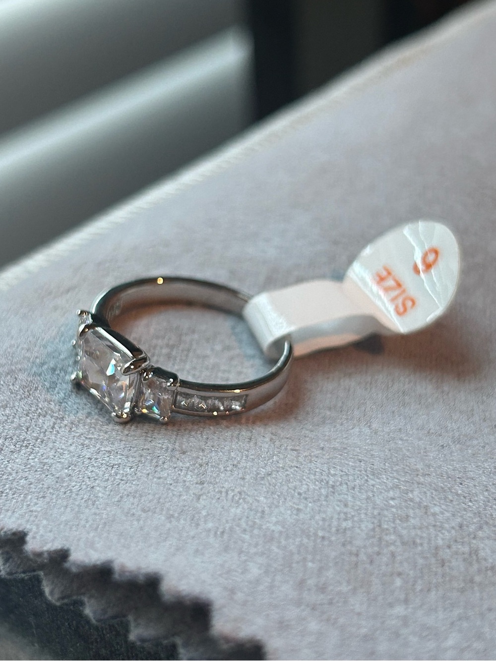 Sterling Silver Three-Stone White Cubic Zirconia Ring - Picture 4 of 4